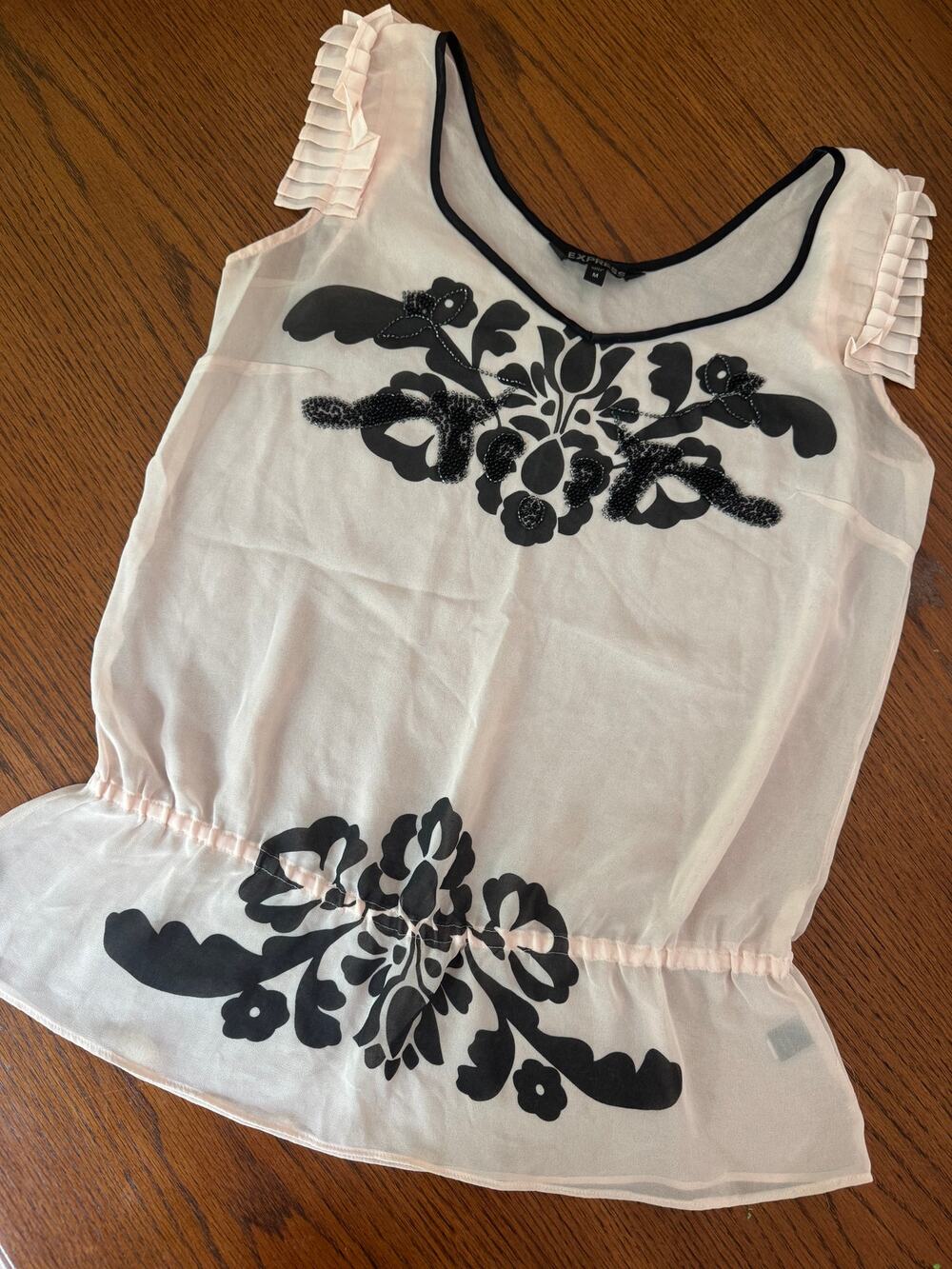 Express -Sheer Fashion Top With Beads- Size M